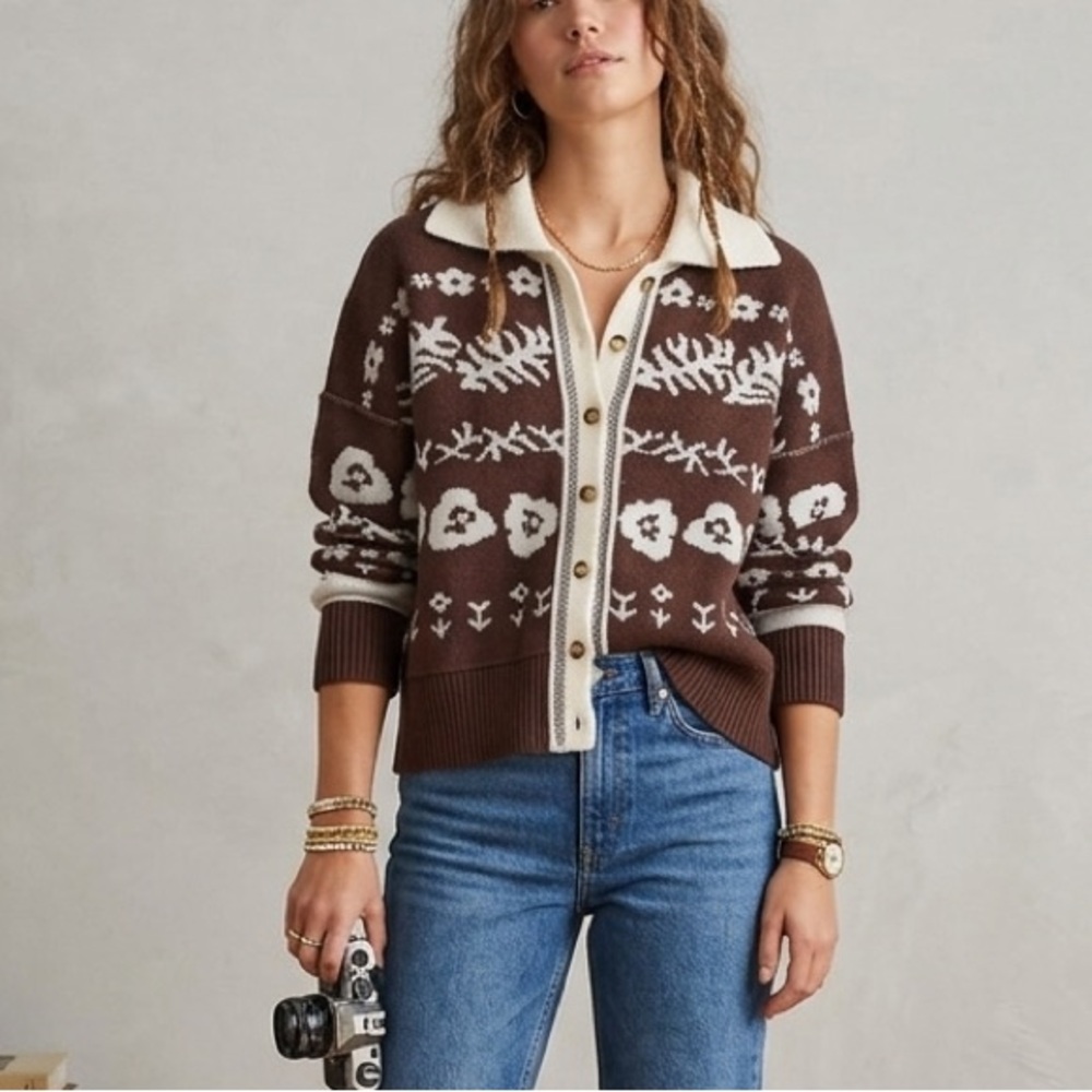 Free People Shelby Oversized Cardigan in Chocolate Brown
